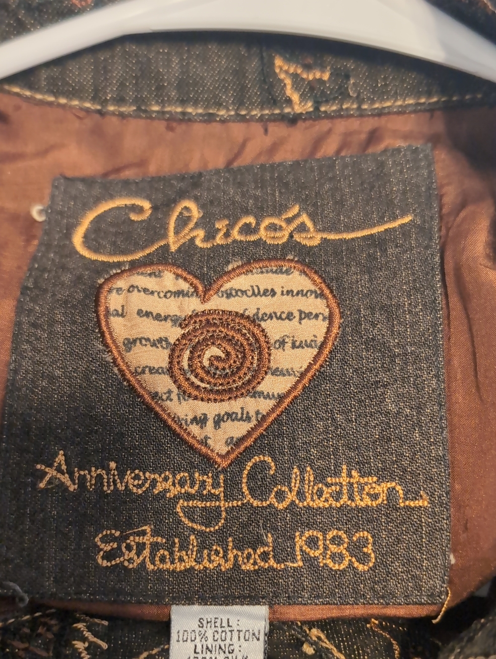 Chicos Jacket Womens 1 Black Embroidered Beaded Denim Southwestern Silk Lined - Picture 8 of 10